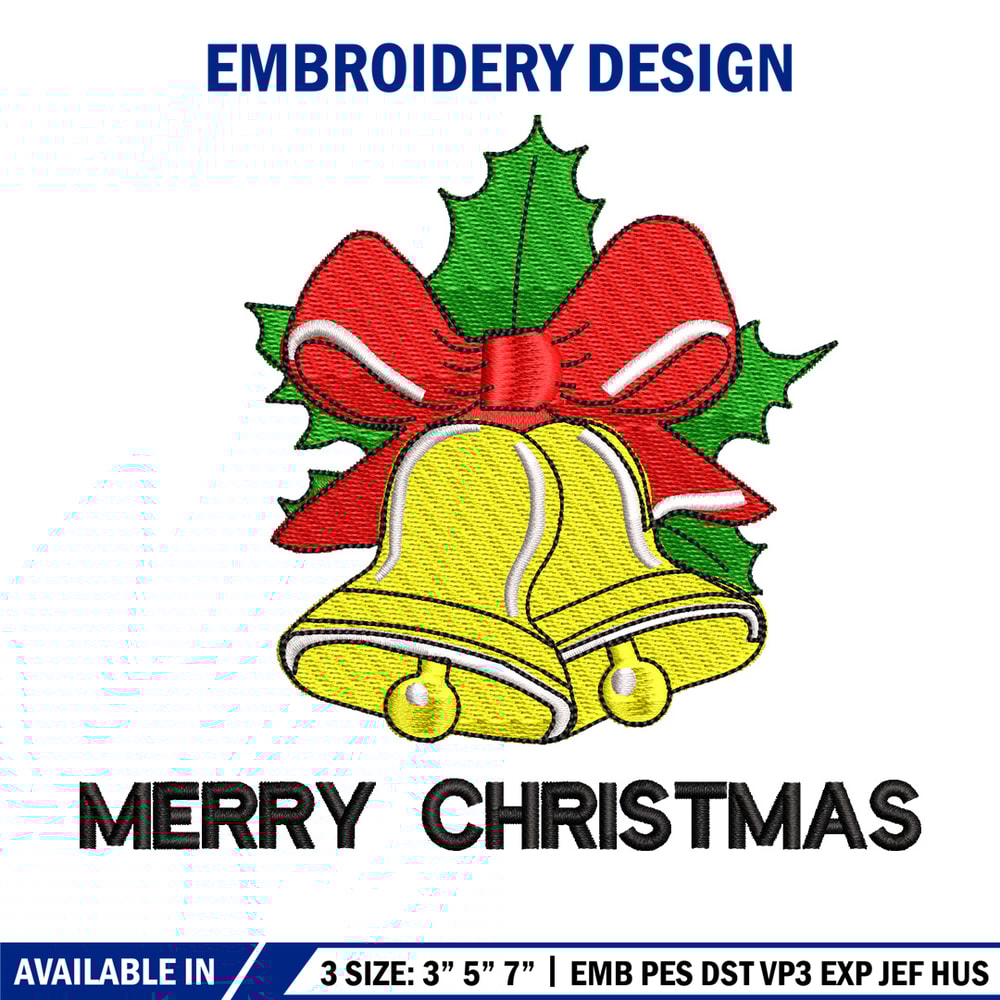 Bells chrismas embroidery design, Chrismas embroidery, Emb design, Embroidery shirt, Embroidery file, Digital download.jpg