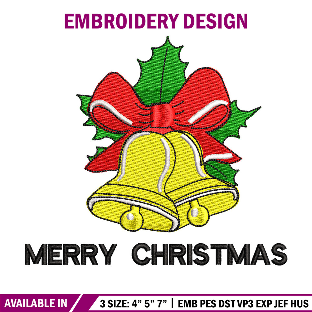 Bells chrismas embroidery design, Chrismas embroidery, Emb design, Embroidery shirt, Embroidery file, Digital download.jpg