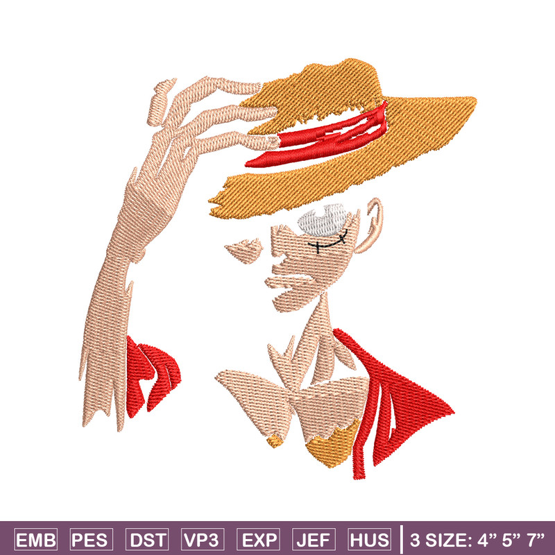 Monkey D. Luffy embroidery design, One Piece embroidery,  embroidery file, anime design, anime shirt, Digital download.jpg