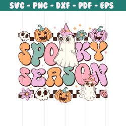 retro halloween spooky season cute ghost witch svg file