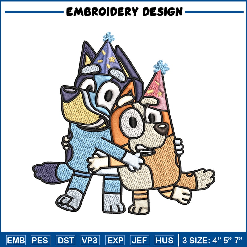 Bluey And Bingo Happy birthday Embroidery, Cartoon Embroidery, Disney Embroidery, Embroidery File, digital download..jpg