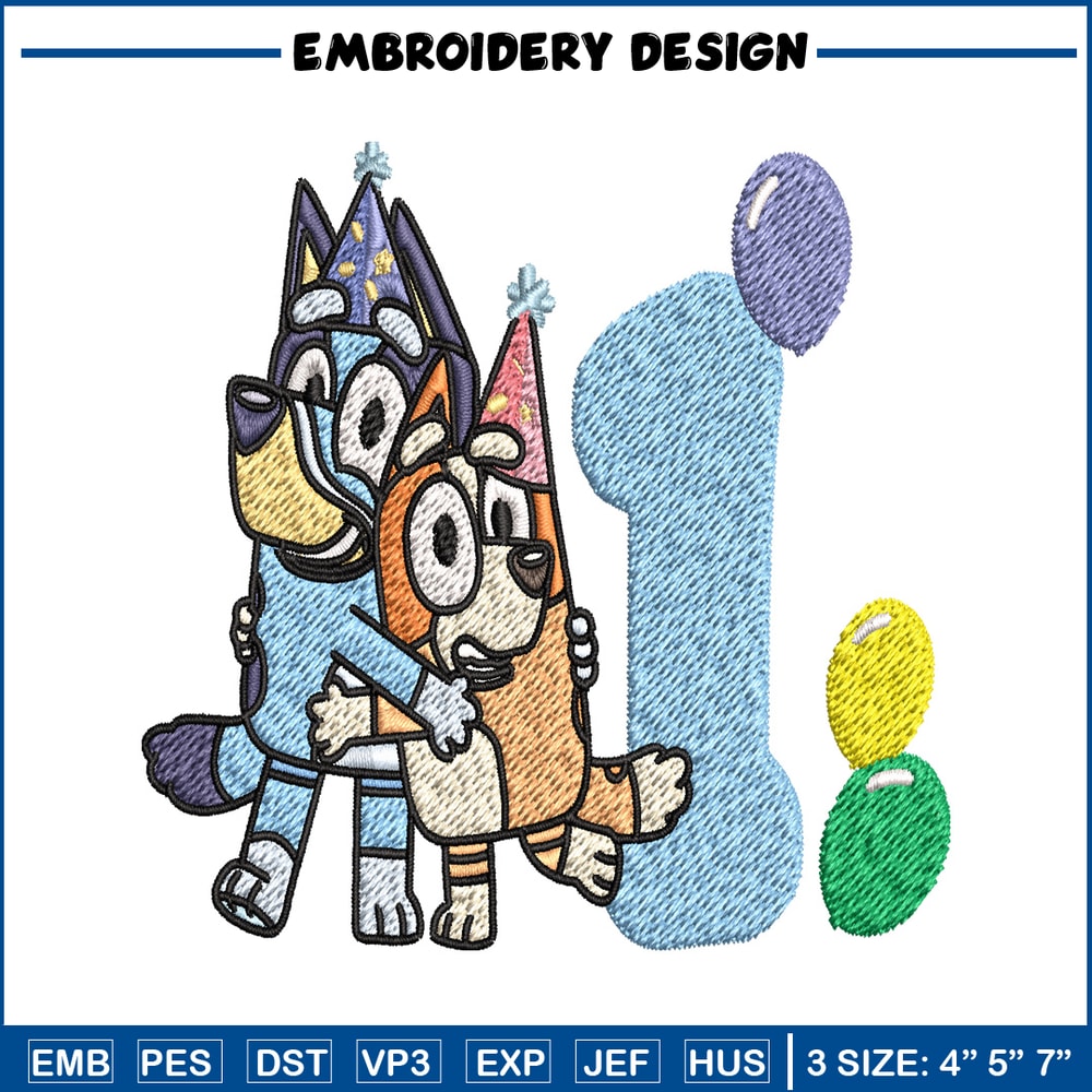 Bluey Bingo 1st Birthday Embroidery, Bluey Cartoon Embroidery, Disney Embroidery, Embroidery File, digital download..jpg