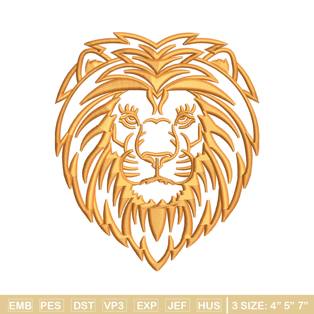 Lion face embroidery design, Lion embroidery, Embroidery file, Embroidery shirt, Emb design, Digital download.jpg