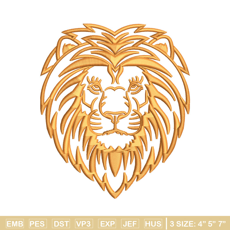 Lion face embroidery design, Lion embroidery, Embroidery file, Embroidery shirt, Emb design, Digital download.jpg