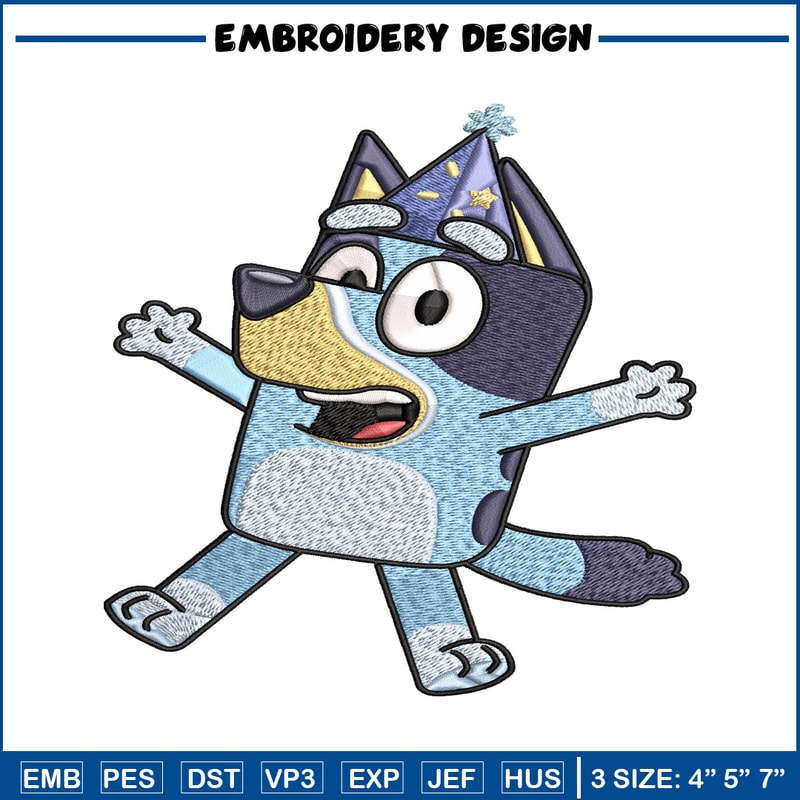 Bluey Happy birthday Embroidery, Bluey Cartoon Embroidery, Disney Embroidery, Embroidery File, digital download..jpg