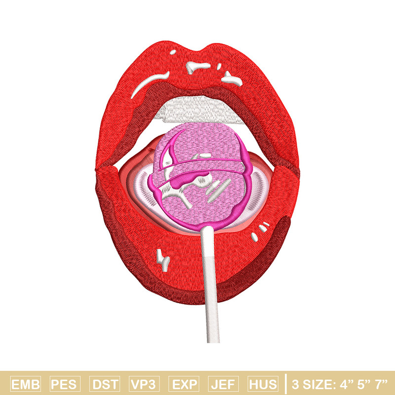 Lips lollipop embroidery design, Lips embroidery, Embroidery file, Embroidery shirt, Emb design, Digital download.jpg