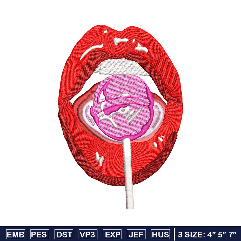 Lips lollipop embroidery design, Lips embroidery, Embroidery file, Embroidery shirt, Emb design, Digital download.jpg