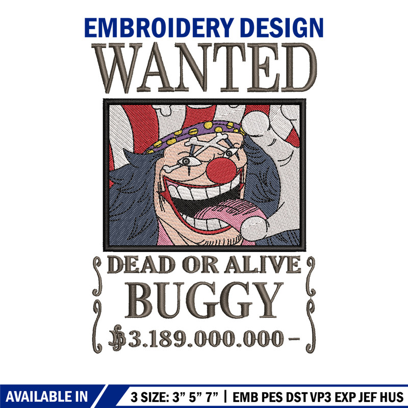 Bounty buggy embroidery design, One piece embroidery, Anime design, Embroidery shirt, Embroidery file,Digital download.jpg