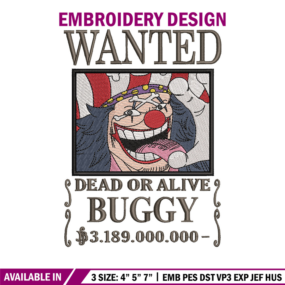 Bounty buggy embroidery design, One piece embroidery, Anime design, Embroidery shirt, Embroidery file,Digital download.jpg