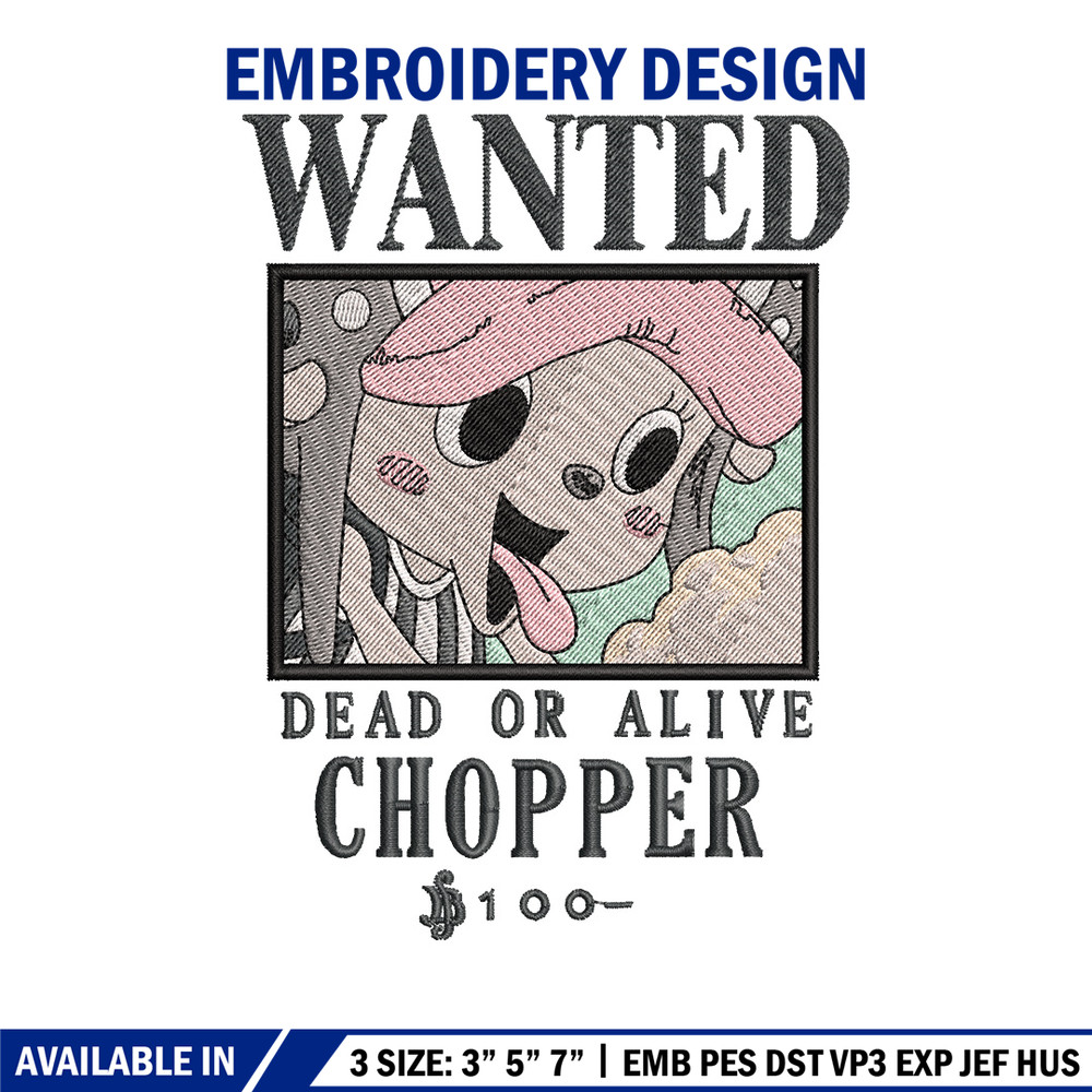 Bounty chopper embroidery design, One piece embroidery, Anime design, Embroidery shirt, Embroidery file,Digital download.jpg