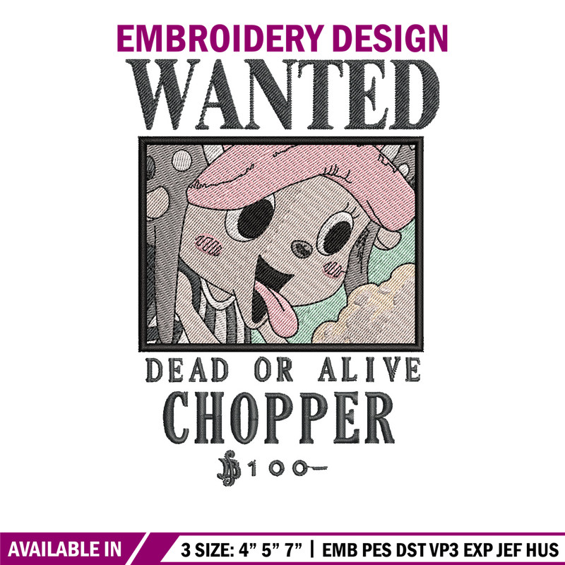 Bounty chopper embroidery design, One piece embroidery, Anime design, Embroidery shirt, Embroidery file,Digital download.jpg
