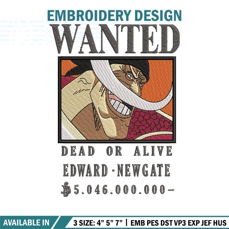 Bounty newgate embroidery design, One piece embroidery, Anime design, Embroidery shirt, Embroidery file,Digital download.zip.jpg