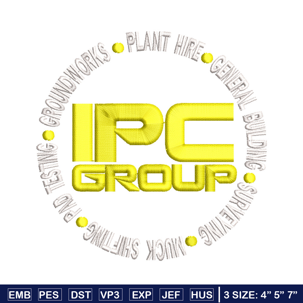 IPC Group logo embroidery design, IPC Group embroidery, logo design, logo shirt, Embroidery file, Instant download.jpg