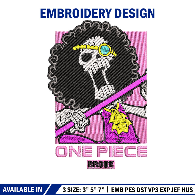 Brook embroidery design, One Piece embroidery, embroidery file, anime design, logo design, anime shirt, Digital download.jpg