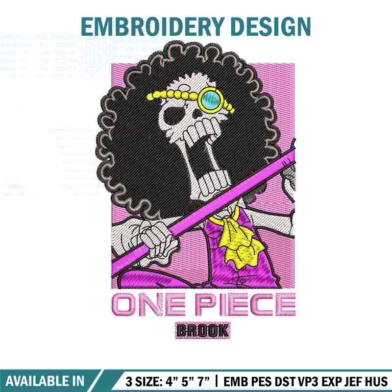 Brook embroidery design, One Piece embroidery, embroidery file, anime design, logo design, anime shirt, Digital download.jpg