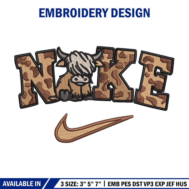 Brown cow x nike embroidery design, Nike embroidery, Embroidery file, Embroidery shirt, Nike design, Digital download.jpg