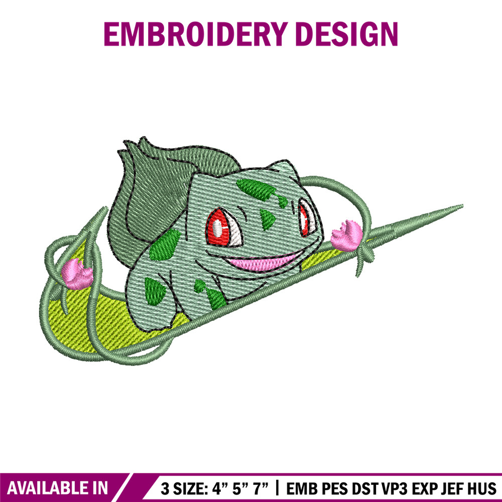 Bubasaur anime embroidery design, Pokemon embroidery, embroidery file, anime design, anime shirt, Digital download.jpg