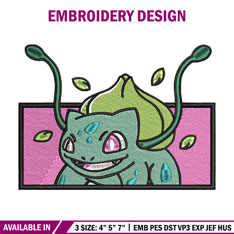 Bubasaur embroidery design, Pokemon embroidery, embroidery file, anime design, anime shirt, Digital download.jpg