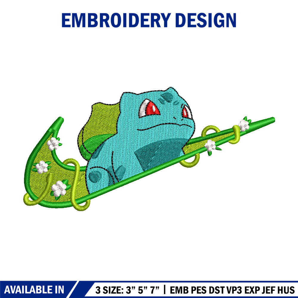 Bubasaur nike embroidery design, Pokemon embroidery, nike design, anime design, anime shirt, Digital download.jpg