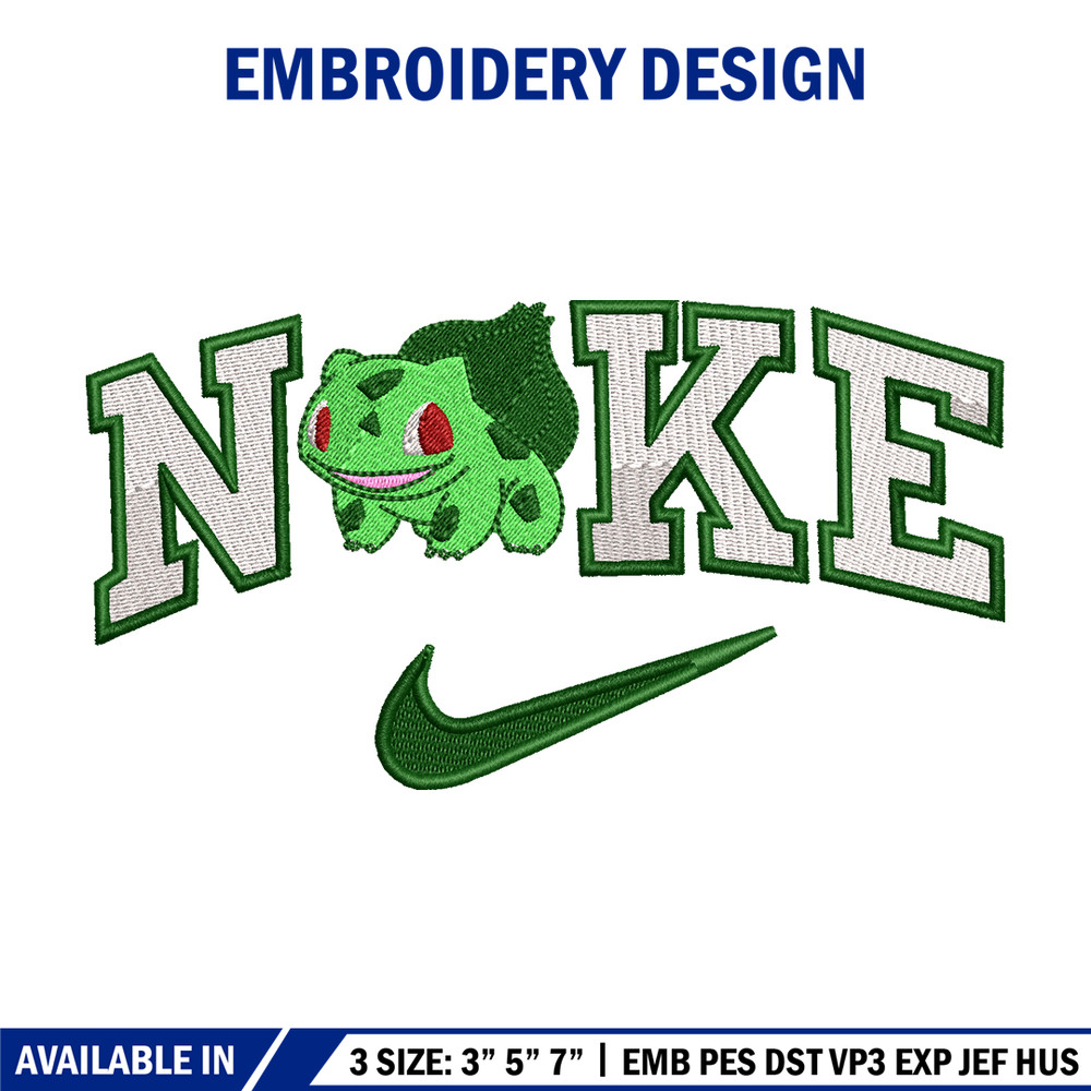 Bubasaur Nike Logo embroidery design, Pokemon embroidery, Nike design, logo shirt, Embroidery shirt, Digital download..jpg