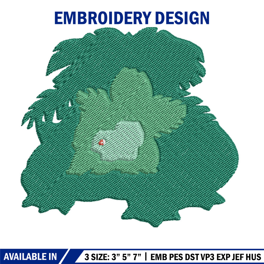 Bulbasaur embroidery design, Pokemon embroidery, Anime design, Embroidery shirt, Embroidery file, Digital download.jpg