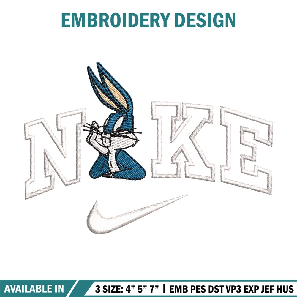 Bunny nike embroidery design, Cartoon embroidery, Embroidery file, Embroidery shirt, Emb design, Digital download.jpg
