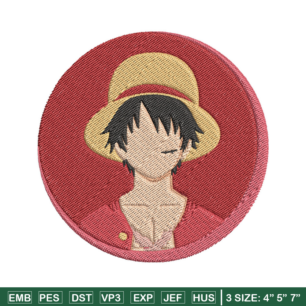 Luffy circle embroidery design, One piece embroidery, Anime design, Embroidery file, Embroidery shirt, Digital download.jpg