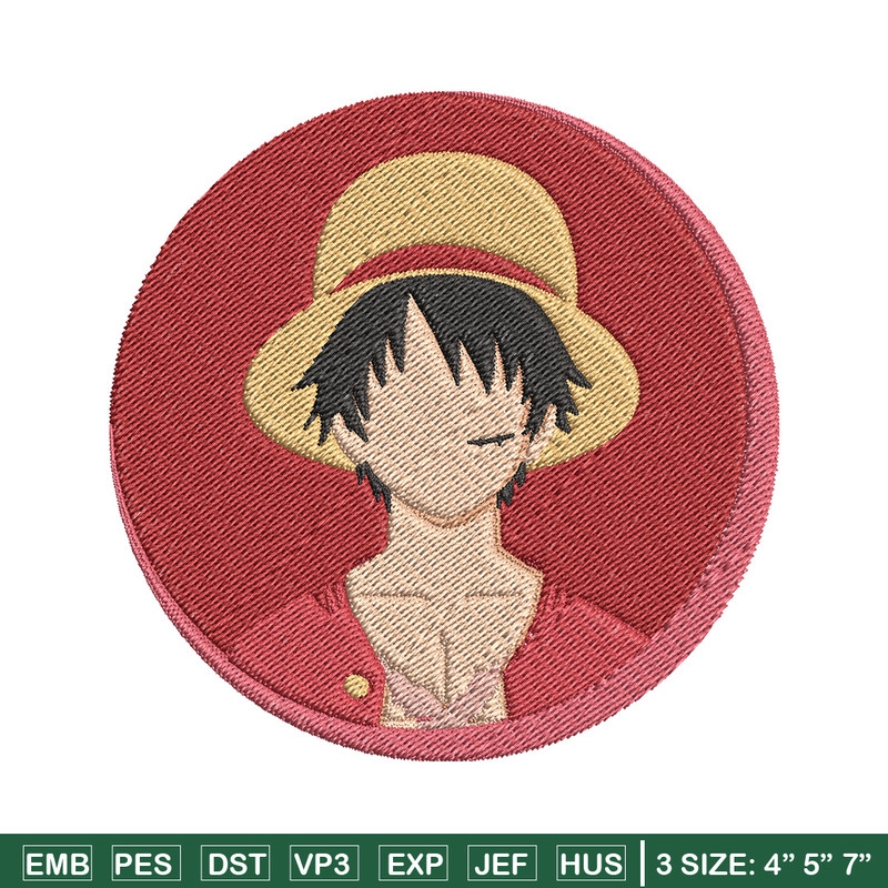 Luffy circle embroidery design, One piece embroidery, Anime design, Embroidery file, Embroidery shirt, Digital download.jpg
