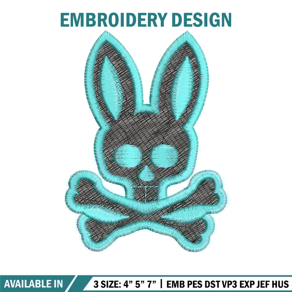 Bunny Skull Logo embroidery design, Bunny Skull embroidery, logo design, logo shirt, Embroidery shirt, Instant download.jpg