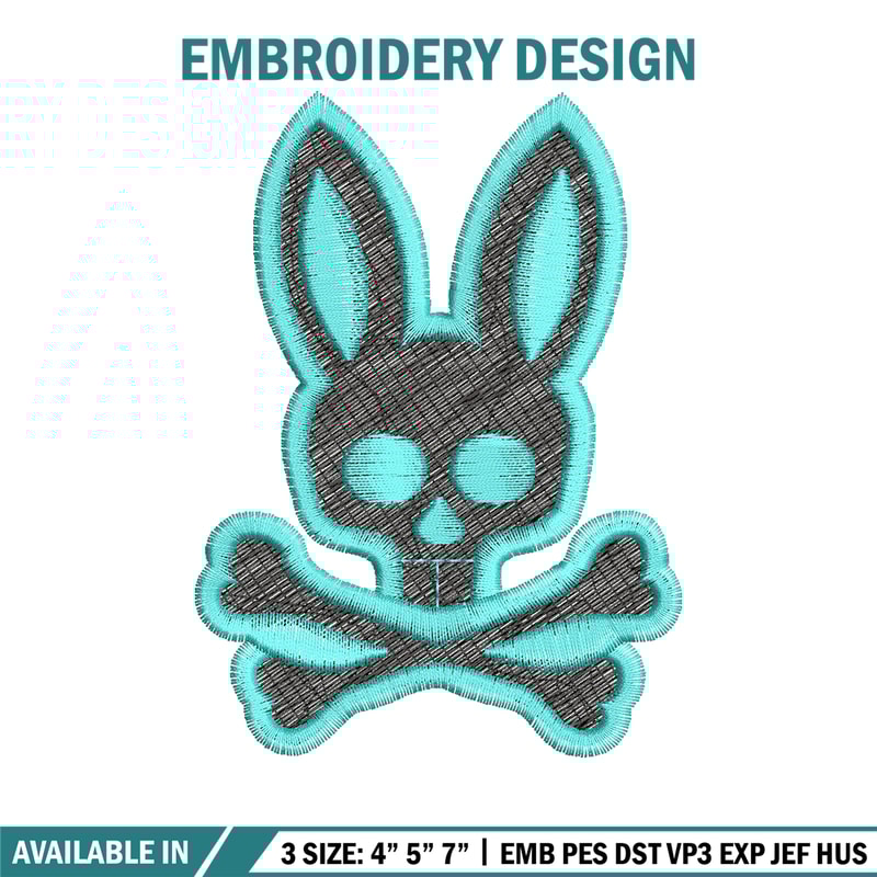 Bunny Skull Logo embroidery design, Bunny Skull embroidery, logo design, logo shirt, Embroidery shirt, Instant download.jpg