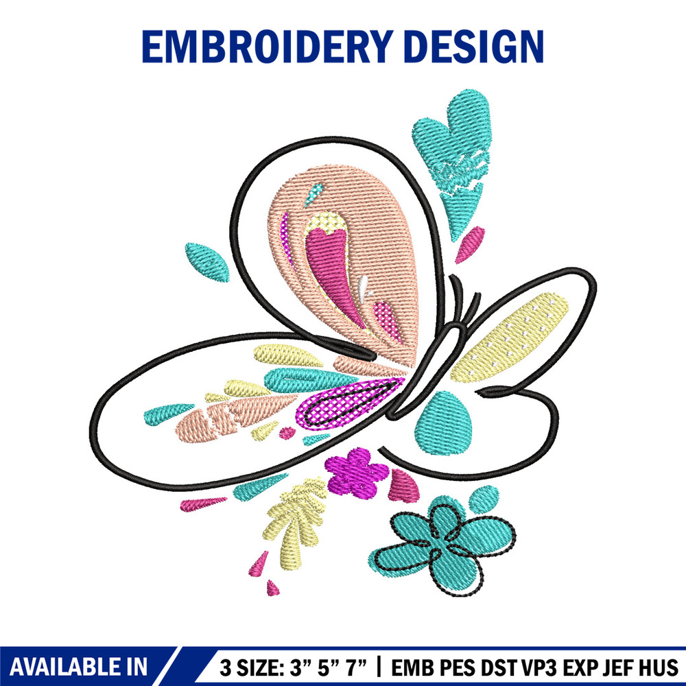 Butterfly Color Art embroidery design, Butterfly embroidery, logo design, embroidery file, logo shirt, Digital download..jpg