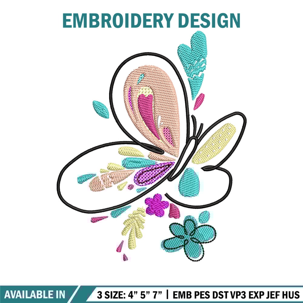 Butterfly color embroidery design, Butterfly embroidery, Embroidery file, Embroidery shirt, Emb design, Digital download.jpg
