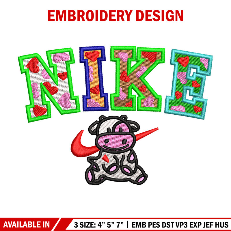 Cow color x nike embroidery design, Cow embroidery, Nike design, Embroidery shirt, Embroidery file, Digital download.jpg