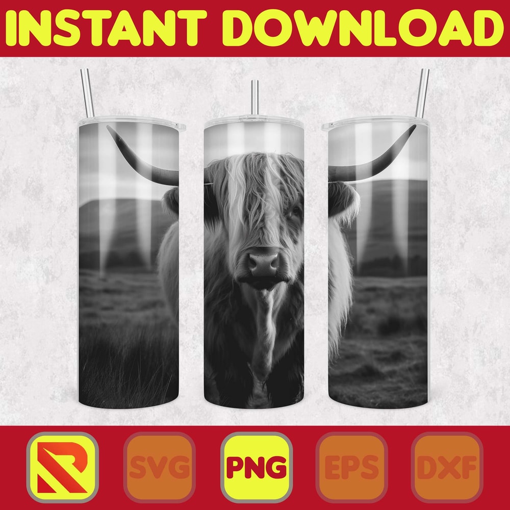 Highland Cow Tumbler Wrap, Western 20 oz Skinny Tumbler Sublimation Design, Custom Name Personalised Tumbler Wrap Designs PNG (19).jpg