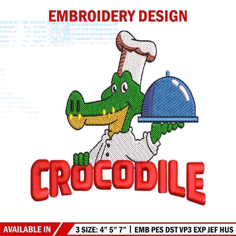 Crocodile chef embroidery design, Crocodile chef embroidery, embroidery file, logo design, logo shirt, Digital download.jpg