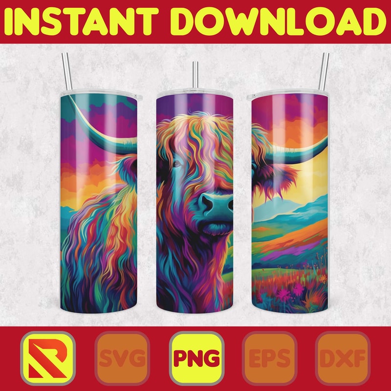 Highland Cow Tumbler Wrap, Western 20 oz Skinny Tumbler Sublimation Design, Custom Name Personalised Tumbler Wrap Designs PNG (20).jpg
