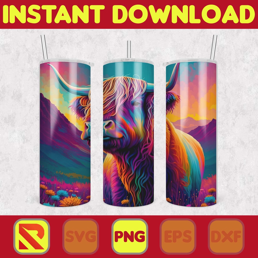 Highland Cow Tumbler Wrap, Western 20 oz Skinny Tumbler Sublimation Design, Custom Name Personalised Tumbler Wrap Designs PNG (21).jpg