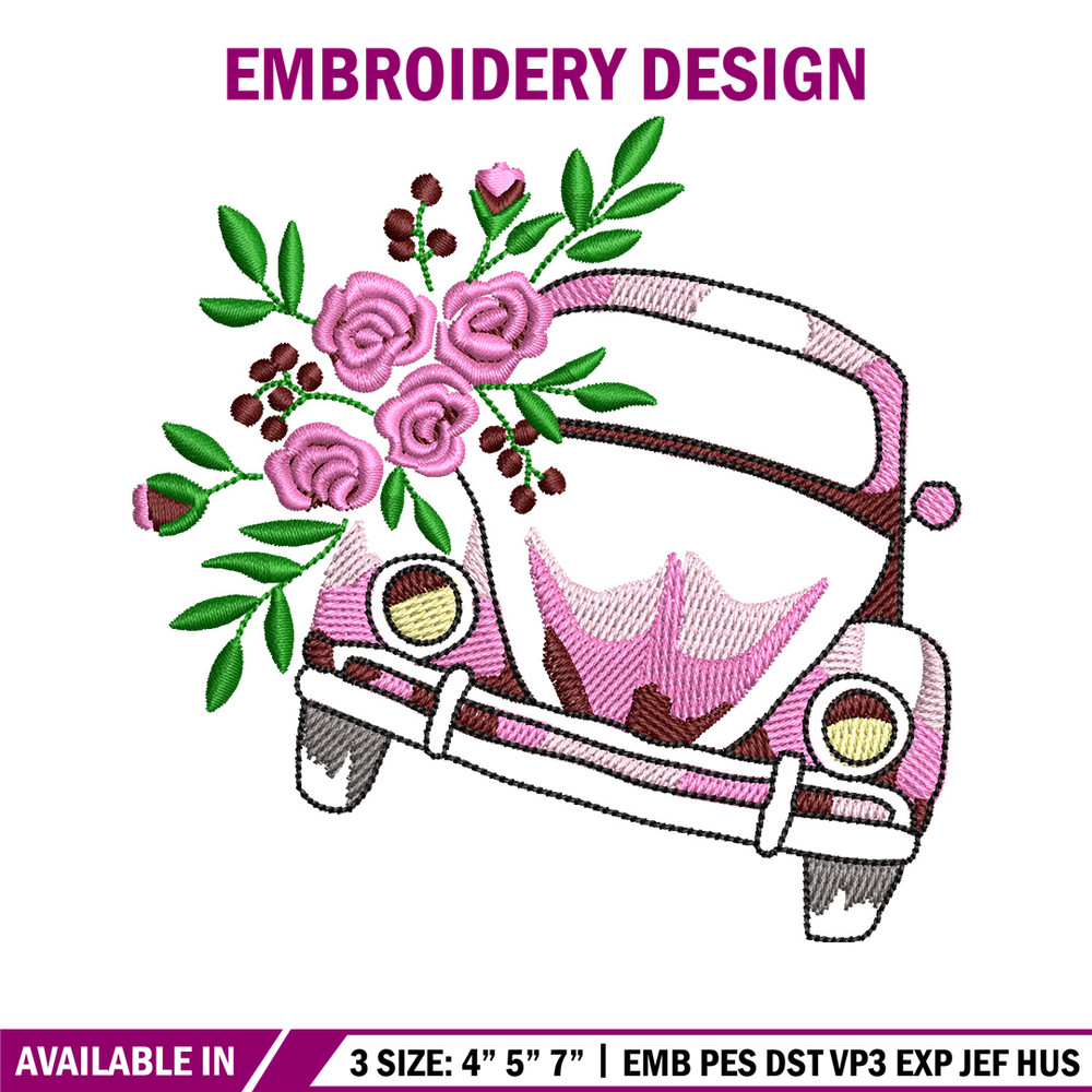 Car flower embroidery design, Car embroidery, Embroidery file, Embroidery shirt, Emb design, Digital download.jpg