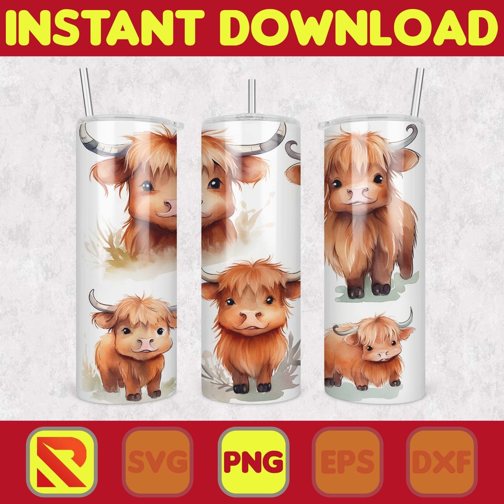 Highland Cow Tumbler Wrap, Western 20 oz Skinny Tumbler Sublimation Design, Custom Name Personalised Tumbler Wrap Designs PNG (22).jpg