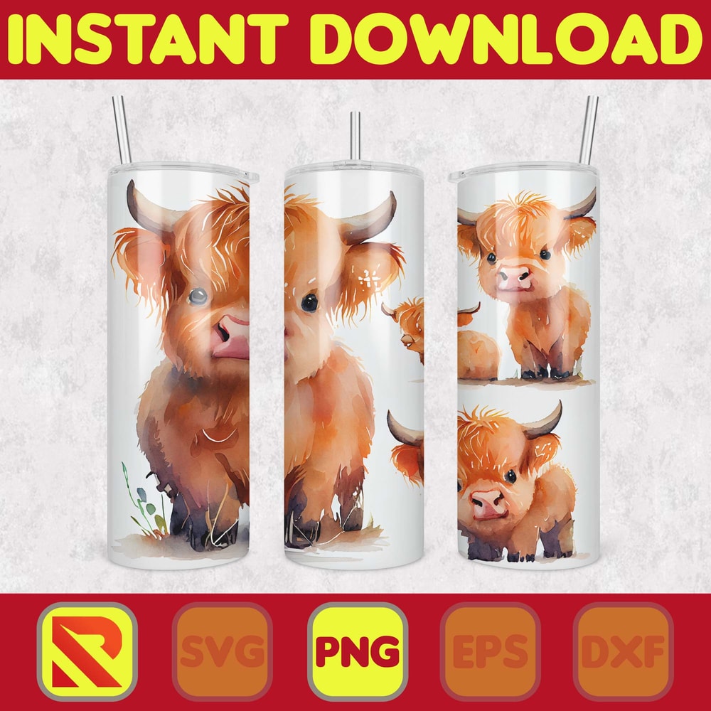 Highland Cow Tumbler Wrap, Western 20 oz Skinny Tumbler Sublimation Design, Custom Name Personalised Tumbler Wrap Designs PNG (23).jpg