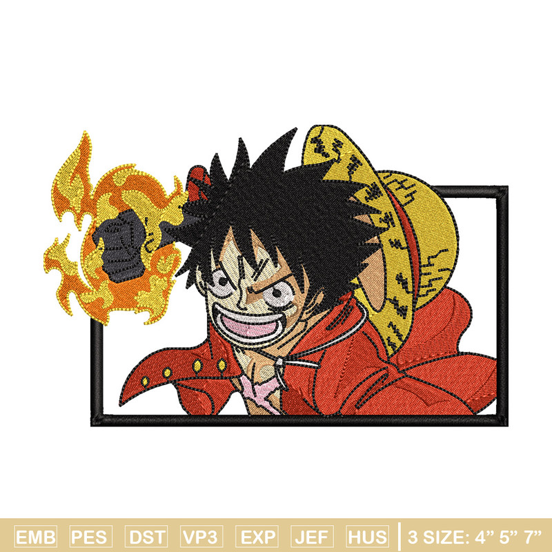 Luffy fire embroidery design, One piece embroidery, Anime design, Embroidery shirt, Embroidery file, Digital download.jpg