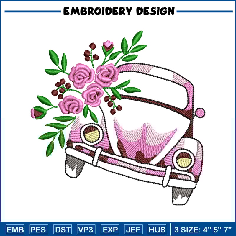 Car flower embroidery design, Car flower embroidery, logo design, embroidery file, logo shirt, Digital download..jpg
