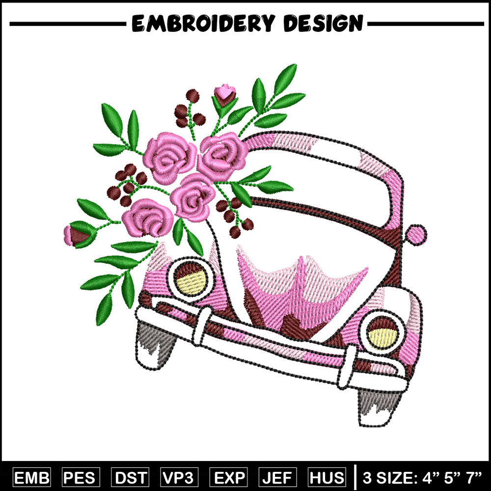 Car flower embroidery design, Car flower embroidery, logo design, embroidery file, logo shirt, Digital download..jpg