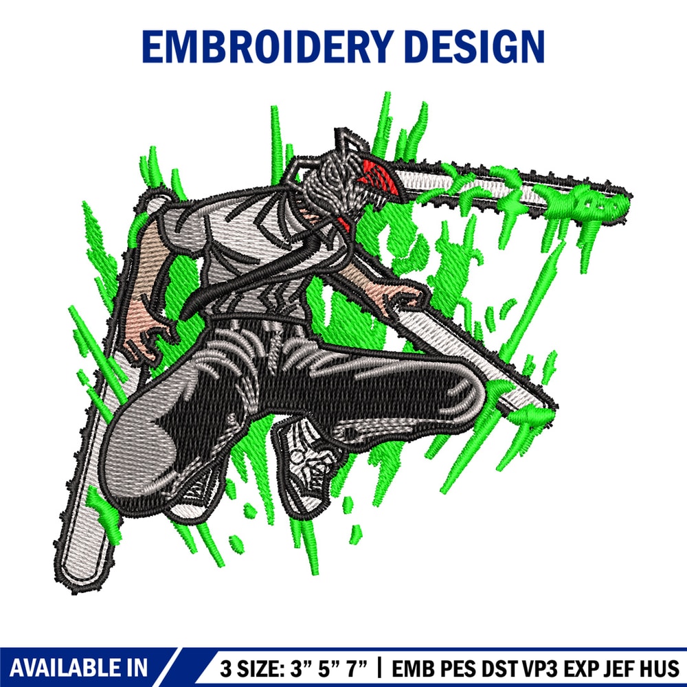 Chainsaw embroidery design, Chainsaw man embroidery, Anime design, Embroidery shirt, Embroidery file, Digital download.jpg