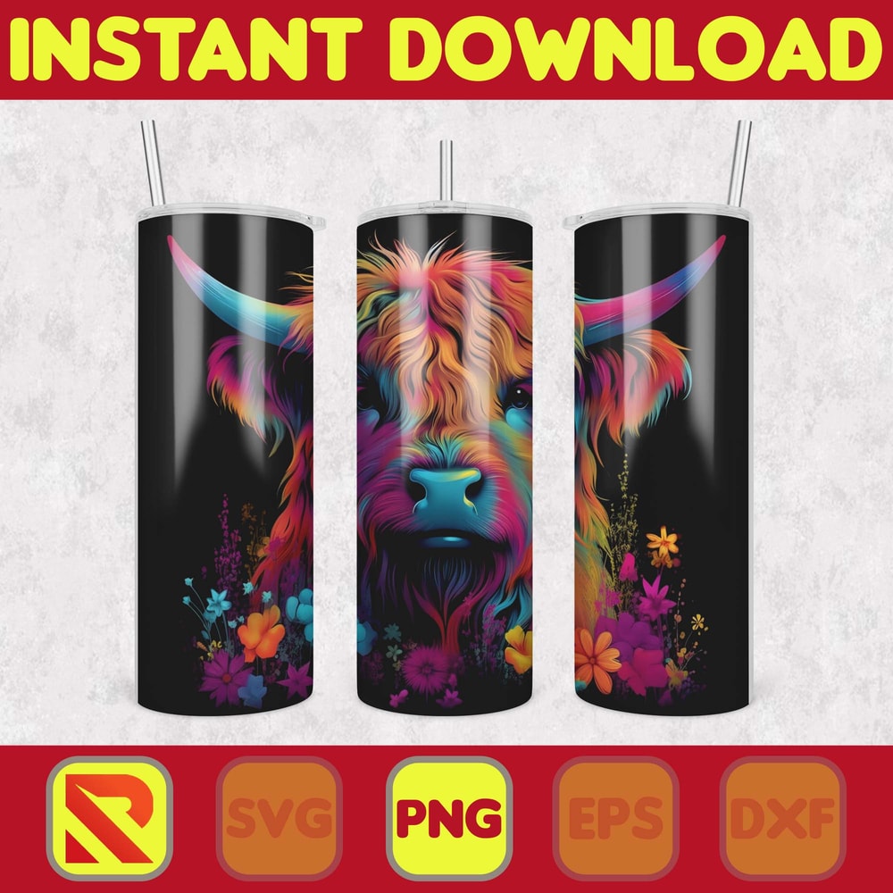 Highland Cow Tumbler Wrap, Western 20 oz Skinny Tumbler Sublimation Design, Custom Name Personalised Tumbler Wrap Designs PNG (25).jpg
