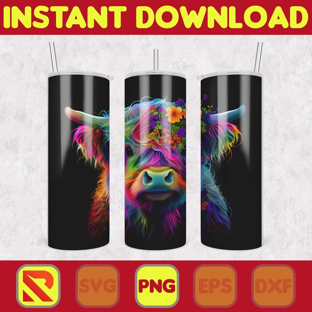 Highland Cow Tumbler Wrap, Western 20 oz Skinny Tumbler Sublimation Design, Custom Name Personalised Tumbler Wrap Designs PNG (26).jpg