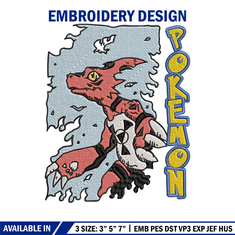 Charmeleon embroidery design, Pokemon embroidery, Anime design, Embroidery file, Digital download, Embroidery shirt.jpg