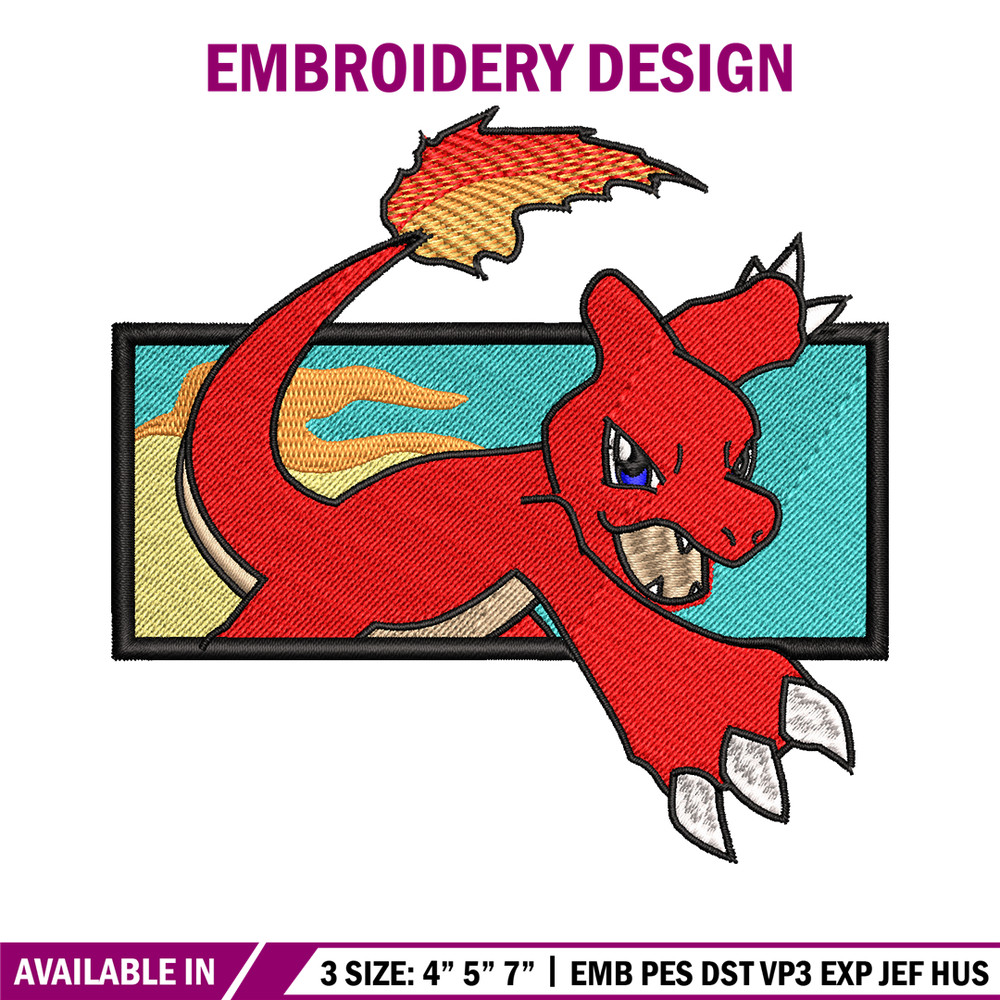 Charmeleon embroidery design, Pokemon embroidery, embroidery file, anime design, anime shirt, Digital download.jpg