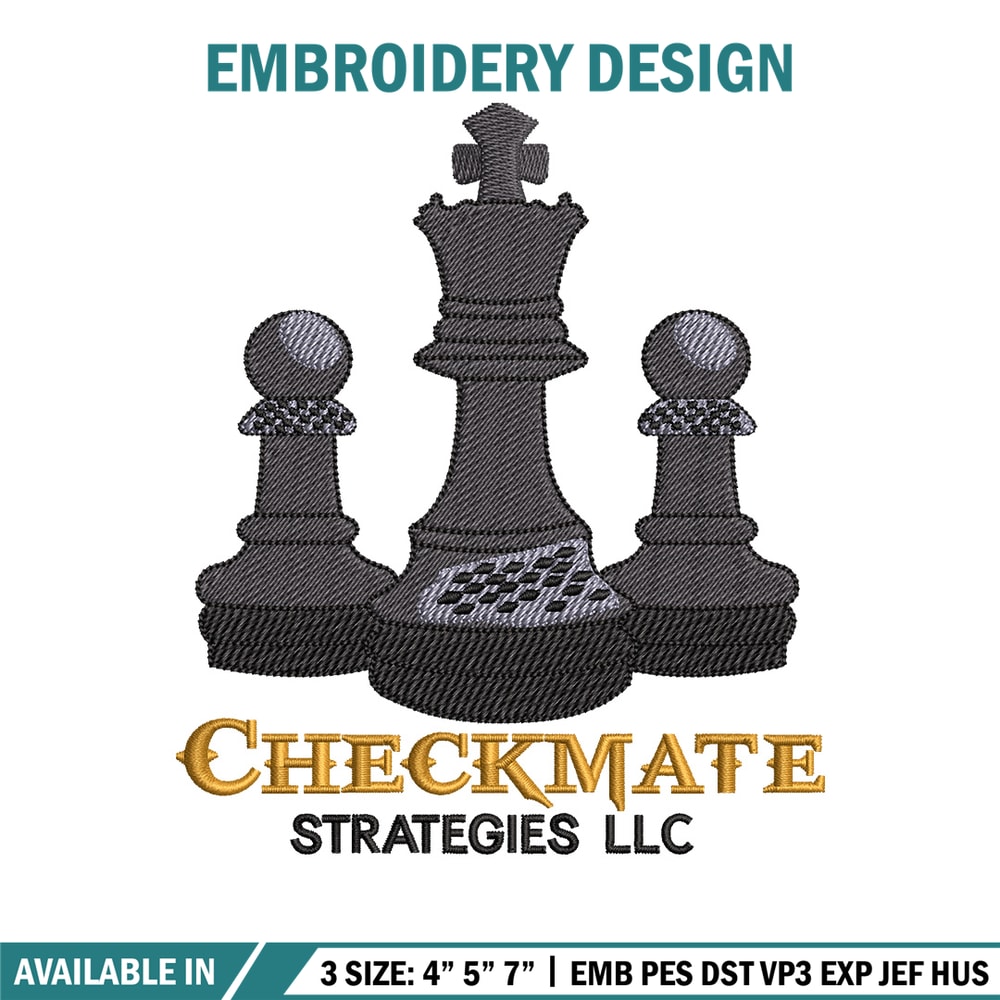 Check mate embroidery design, Chess embroidery, Embroidery file, Embroidery shirt, Emb design, Digital download.jpg