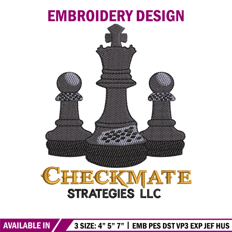 Check mate embroidery design, Chess embroidery, Embroidery file, Embroidery shirt, Emb design, Digital download.jpg